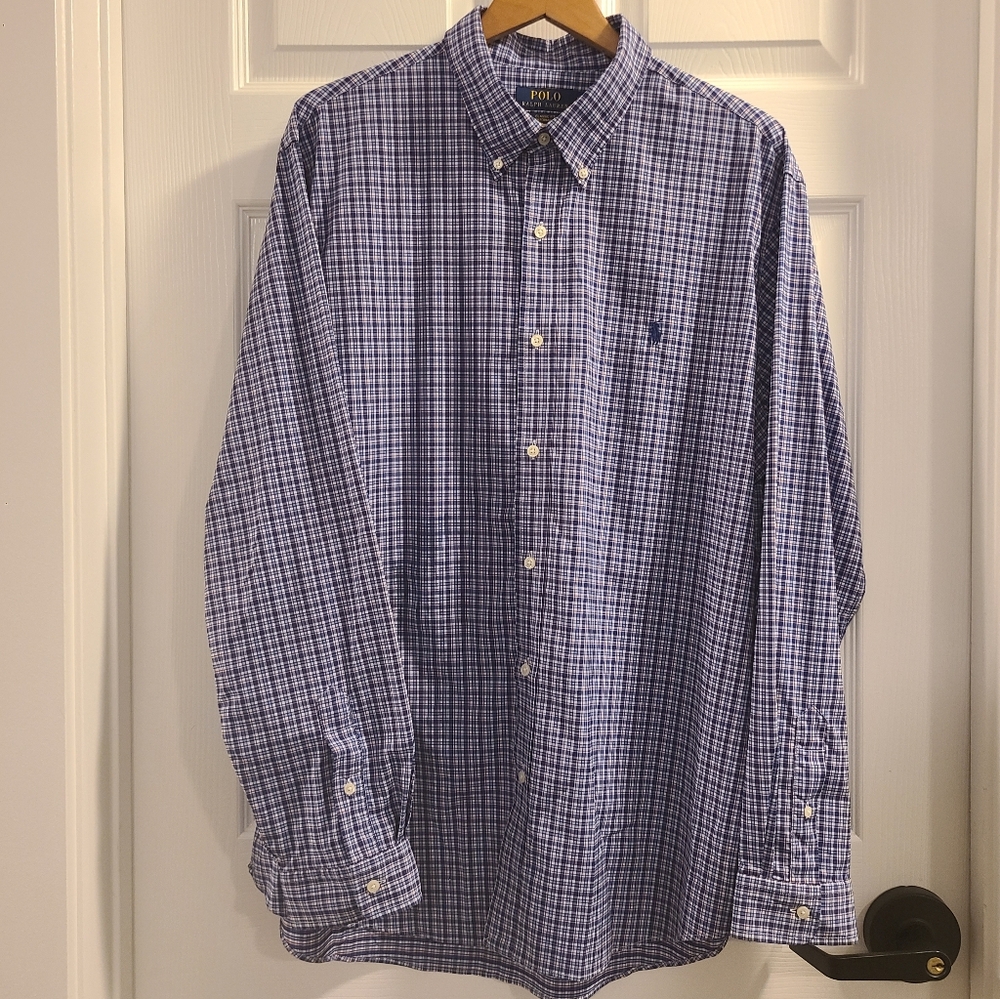 Mens Polo Ralph Lauren Classic Fit Performance L/S Button-Down Shirt XXL Blue